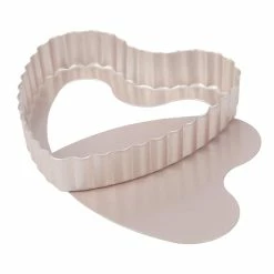 Null CHEFMADE | Mini Tarteformen Herz | 105x102x20mm | Champagnergold | Antihaft- & Silikonbeschichtet | Quicheform | Minikuchenform | Hebebodenform