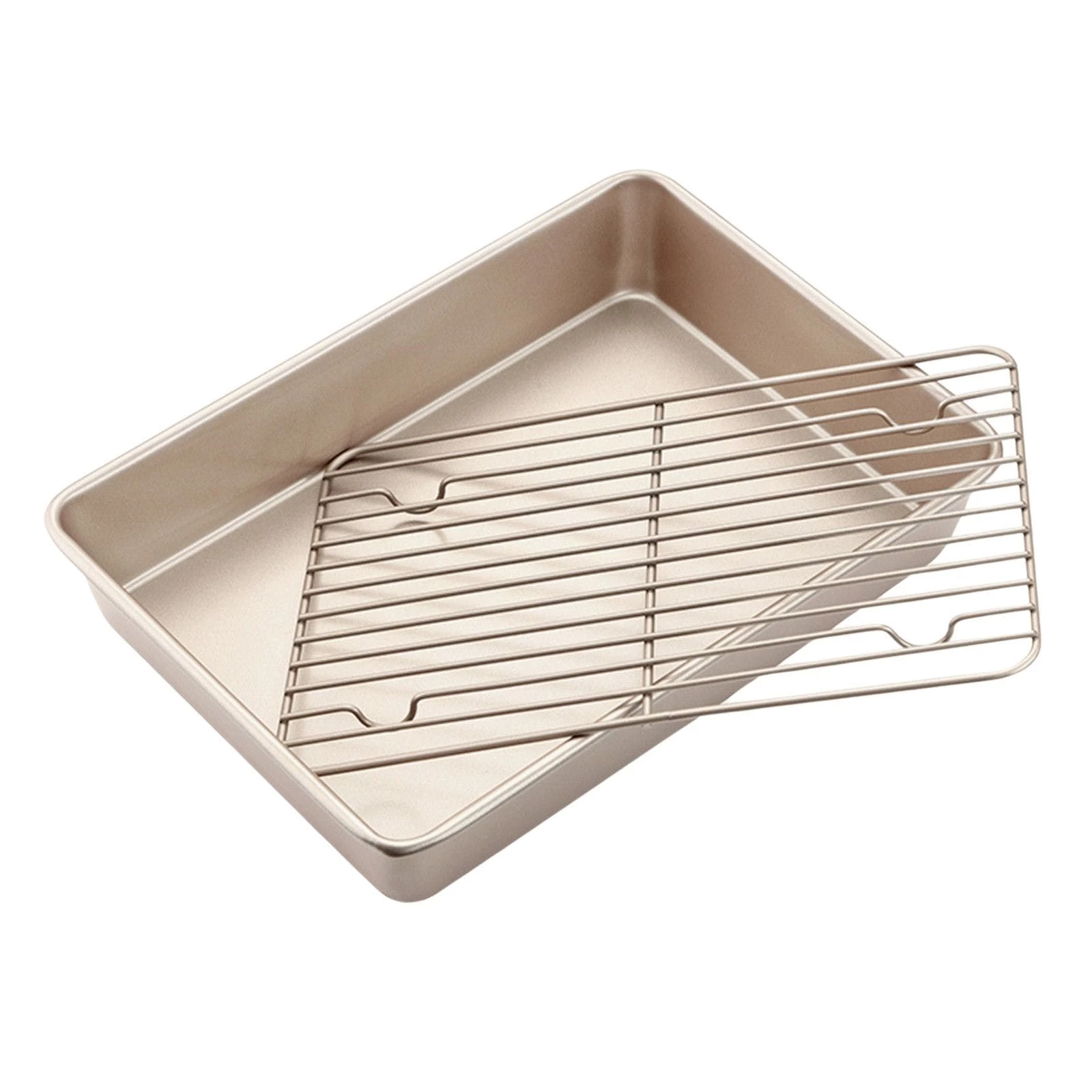 Null CHEFMADE | 2tlg Set | Hochrand Backform Mit Kuchengitter | 346x247x60mm | Champagnergold | Antihaft- & Silikonbeschichtet | Auskühlgitter| Kuchenrost 1 Null CHEFMADE | 2tlg Set | Hochrand Backform Mit Kuchengitter | 346x247x60mm | Champagnergold | Antihaft- & Silikonbeschichtet | Auskühlgitter| Kuchenrost