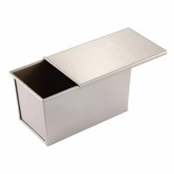 Null CHEFMADE | 22cm Toastbrot Backform Mit Deckel | 226x123x113mm | Champagnergold | Antihaft- & Silikonbeschichtet | Kastenbrot-Form | Brotbackform