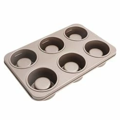 Null CHEFMADE | 6 Mulden Bowl Backform | 305x198x48mm | Champagnergold | Antihaft- & Silikonbeschichtet | Befüllbare Kuchen | Mug Cake| Bowls | Dessertform