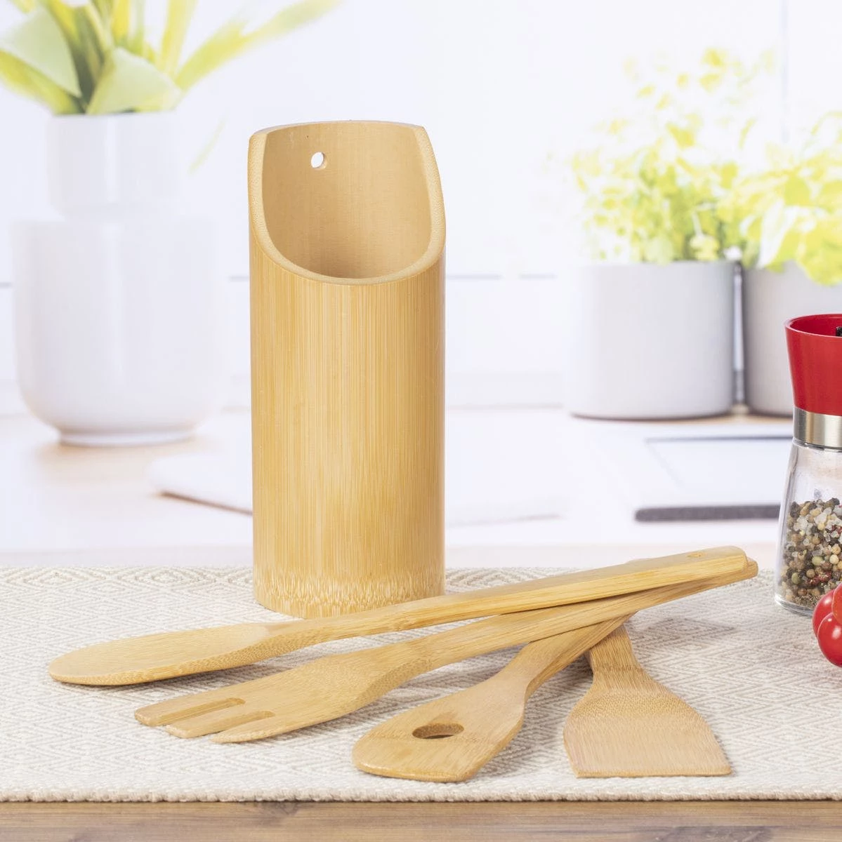 Null 5-tlg. Bambus Küchenhelfer Kochbesteck Set Küchenutensilien Küche Helfer-Set 7 Null 5-tlg. Bambus Küchenhelfer Kochbesteck Set Küchenutensilien Küche Helfer-Set – Bild 7