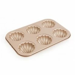Null CHEFMADE | 12 Mulden Madeleineblech | 326x258x33mm | Champagnergold | Antihaft- & Silikonbeschichtet | Bärentatzen-Form | Backförmchen | Muschelmotiv -Küchengeräte Shop 5205c745 a69a 461d aefe e3fce2b958f5