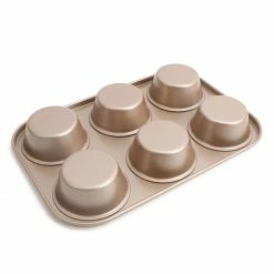 Null CHEFMADE | 6er Muffinblech | 267x181x32mm | Champagnergold | Antihaft- & Silikonbeschichtet | Muffinform | Cupcakeblech | Minikuchenform | Cup-Cakes