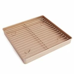 Null CHEFMADE | Kuchengitter | 274x274x18mm | Champagnergold | Antihaft- & Silikonbeschichtet | Auskühlgitter | Dörrgitter | Kuchenrost | Küchenrost |