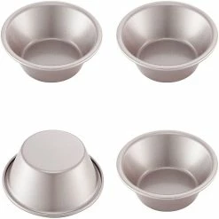 Null CHEFMADE | 4er Set Burger Bun Formen | 125x30mm| Champagnergold| Antihaft- & Silikonbeschichtet| Brötchenformen| Tarteformen| Minikuchen| Minibrotform