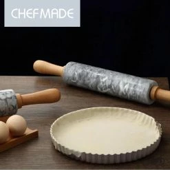 Null CHEFMADE | Teigroller Marmor Mit Griffen Aus Holz | 465x60mm | Backhelfer | Backzubehör | Nudelholz | Welscherholz -Küchengeräte Shop f7a9bd7e 29ee 4cf2 95f7 46188b7b36aa